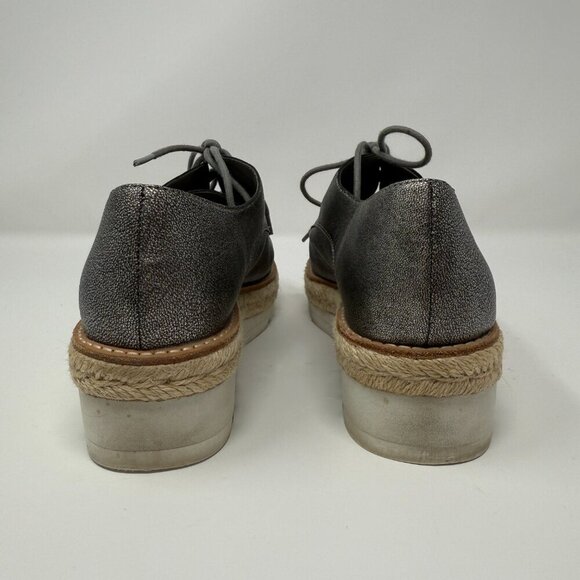 Eileen Fisher Everly Derby Leather Platform Oxford Shoes Womens 7 Silver Lace Up - Picture 8 of 11
